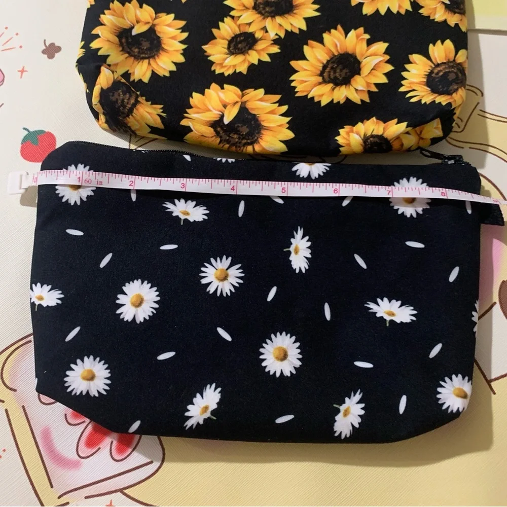 2 Floral Print Zip Cosmetic Pouches